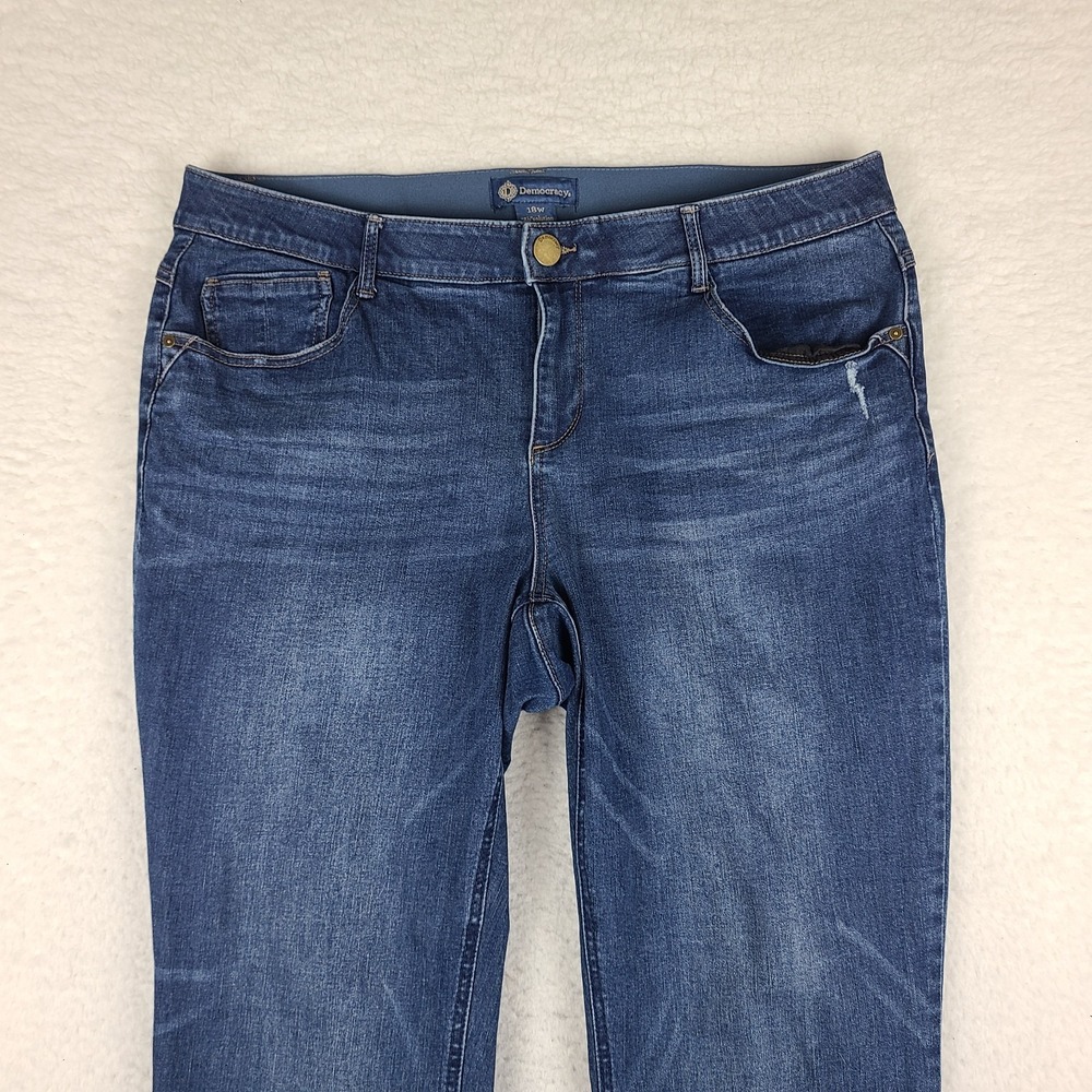 Democracy Jeans Womens 18W Blue Ab Solution Boot Cut Dark Wash Denim - Picture 2 of 12